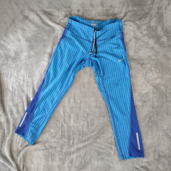 Blue Nike Running Dri-Fit Crop Leggings XS - Picture 2 of 11